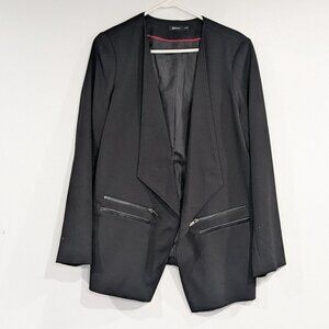 Reitmans Open Moto Blazer with Faux Zipper Pockets Black Size XXL